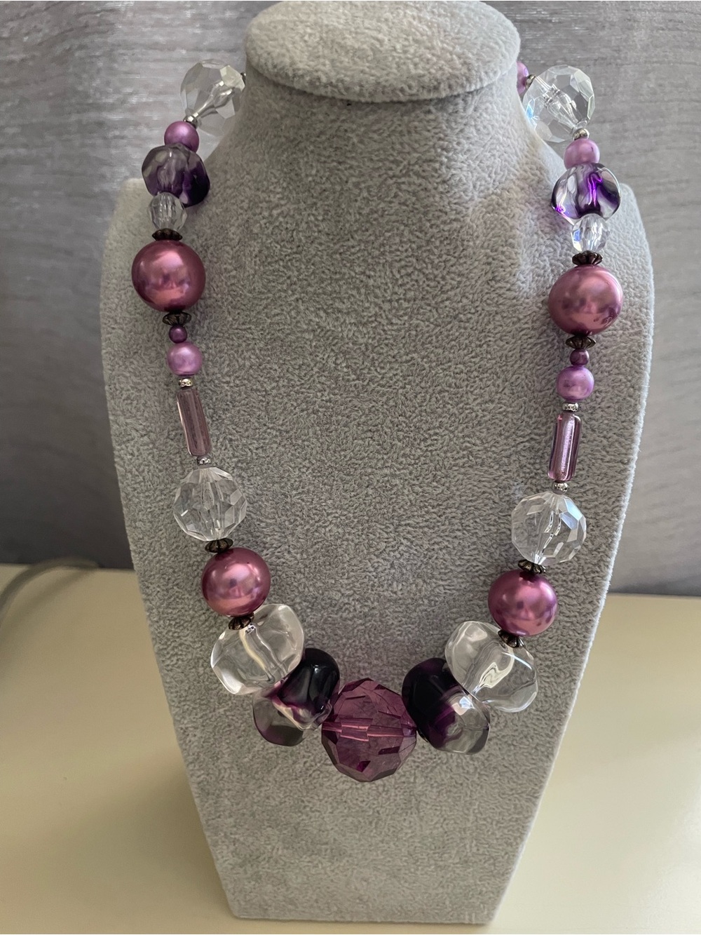 Elegant Purple Beaded Statement Necklace - Women Jewelry